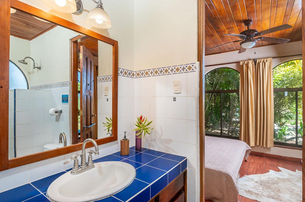 bathroom view into bedroom