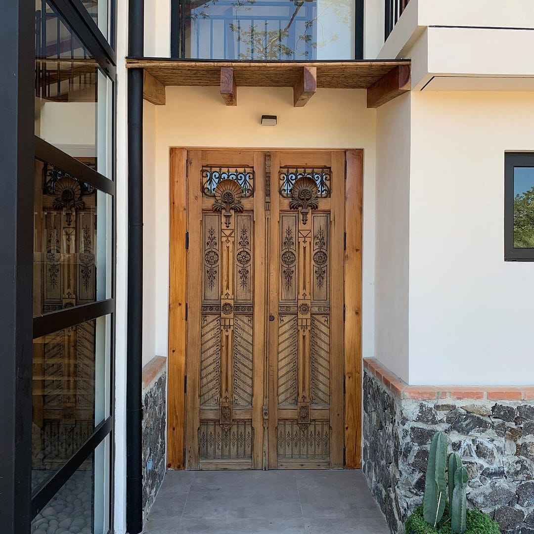 Wooden doors with carved details
