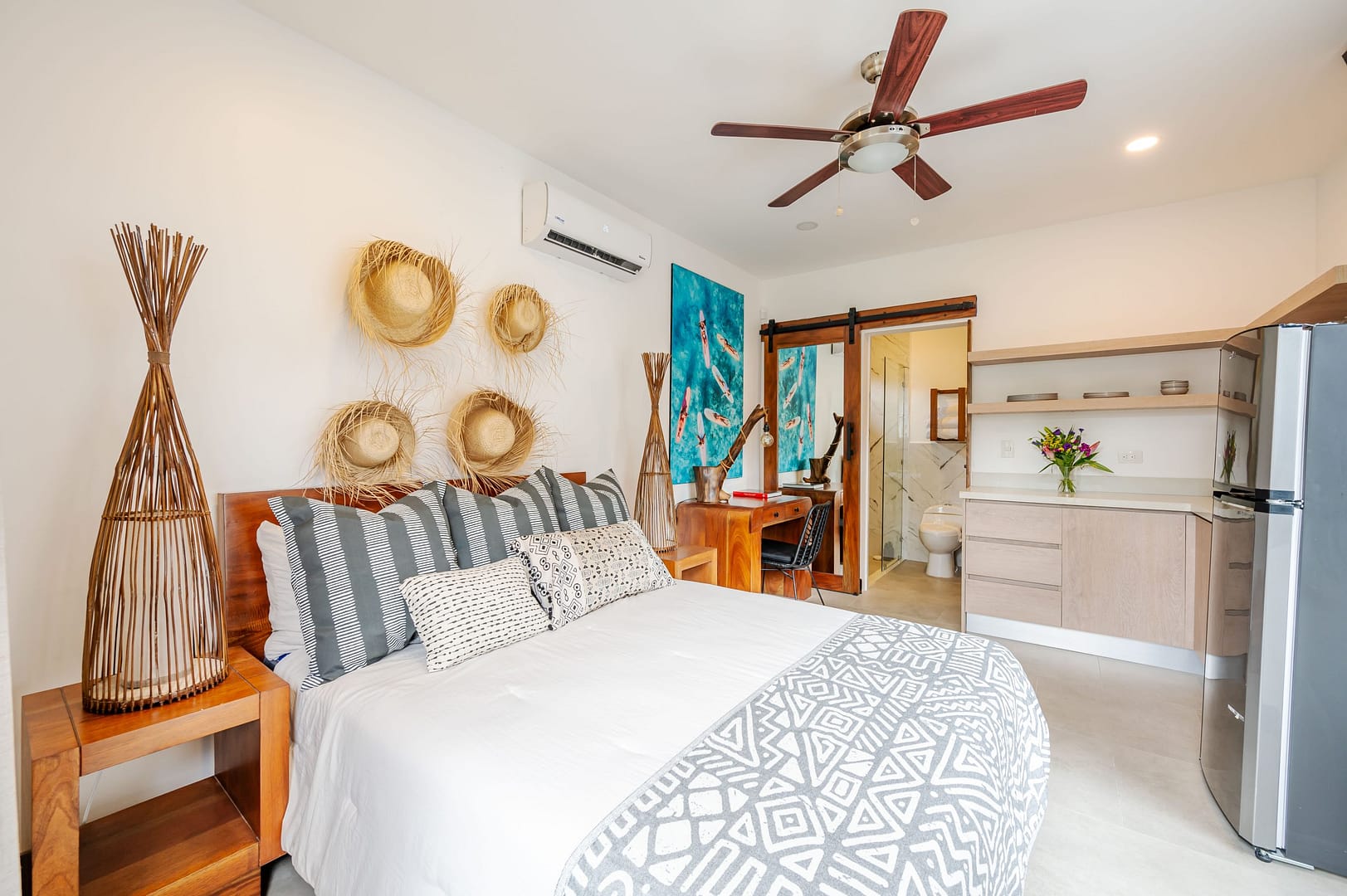guest house bedroom with tropical theme decor